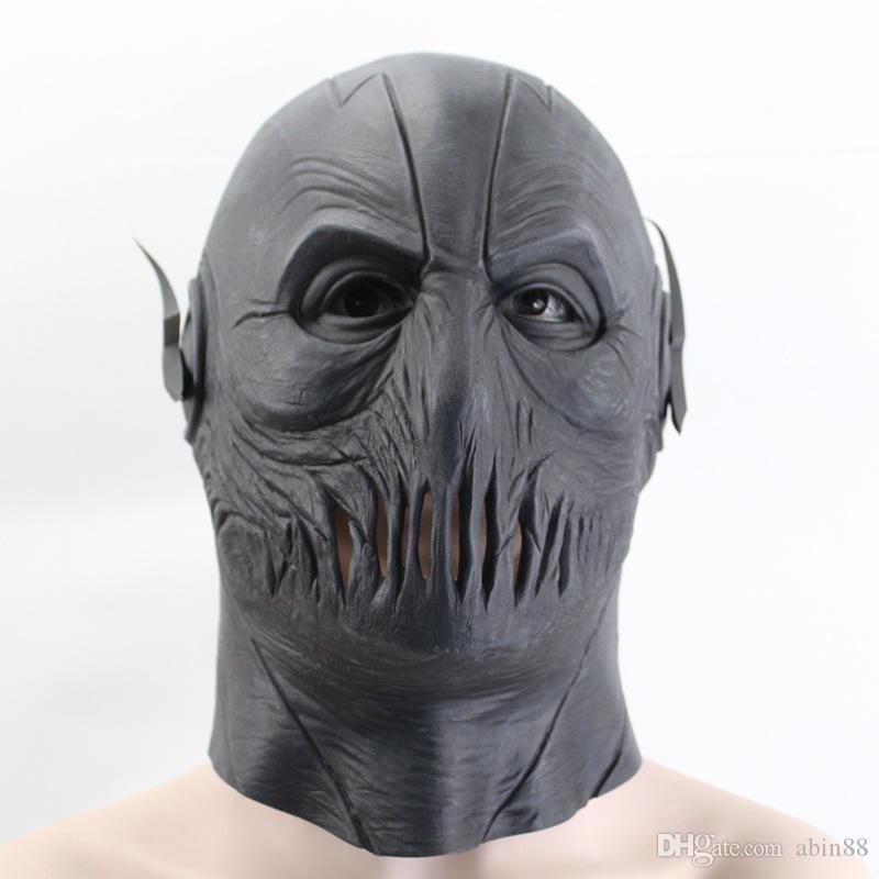 región caja Tendero Máscara de Halloween Látex Negro Flash Zoom Máscara Marvel transpirable  partido del traje de Cosplay de