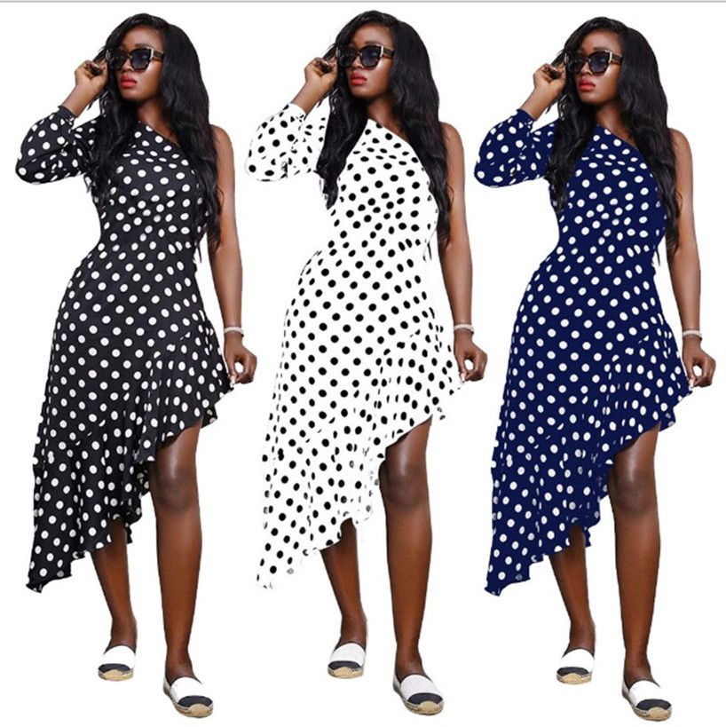 knee length polka dot dress