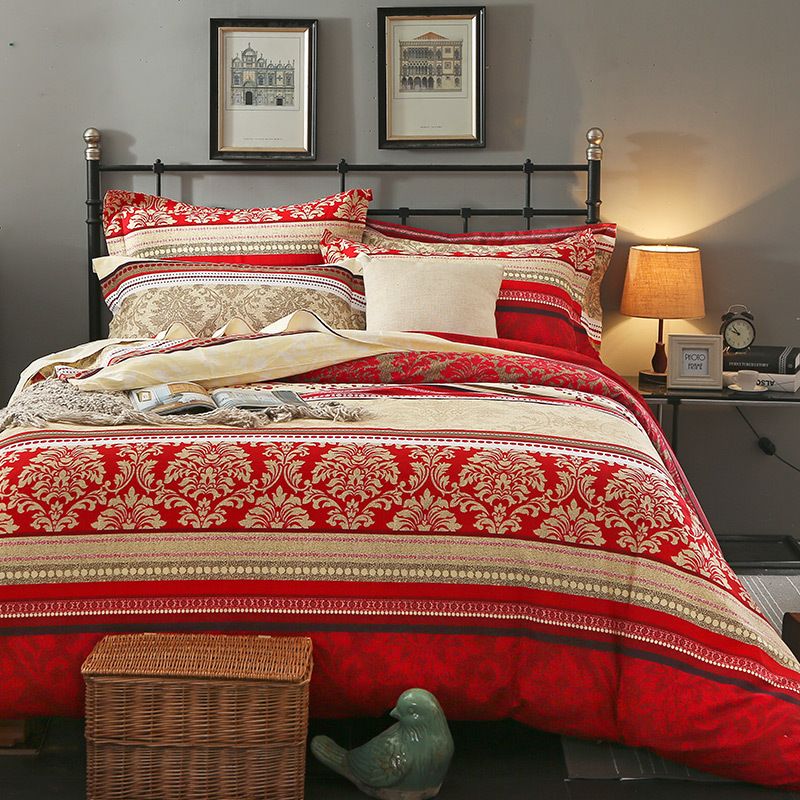 Boho Red Duvet Cover Set Queen King Size Brushed Cotton Heavyweigh Warm Bedding Comforter Flat Sheet Pillowcases From Copy02 109 95 Dhgate Com Boho Red Duvet Cover Set Queen King, Red Bedding Sets King