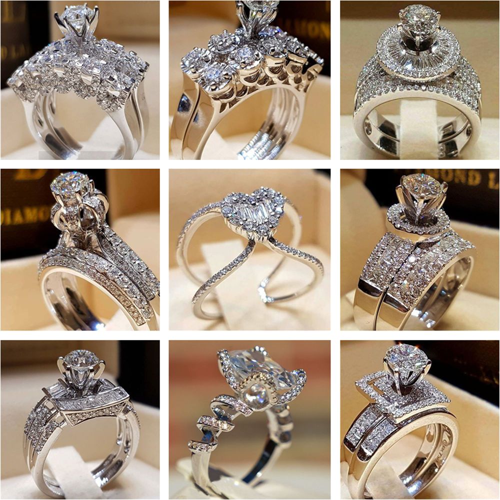 Nuevo Anillo De Bodas De Zirconia Joyas De Acero Inoxidable 