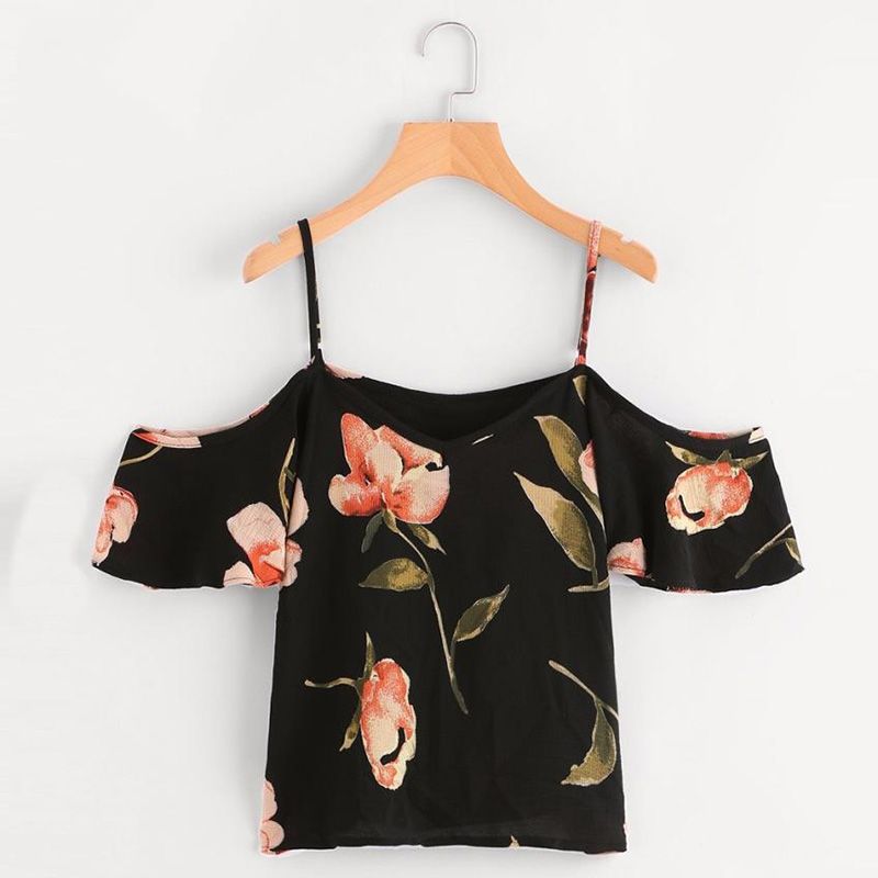 Blusas para Camisas VERANO BLUSA FEMININA Mujeres Sexy Impresión floral Blusa corta