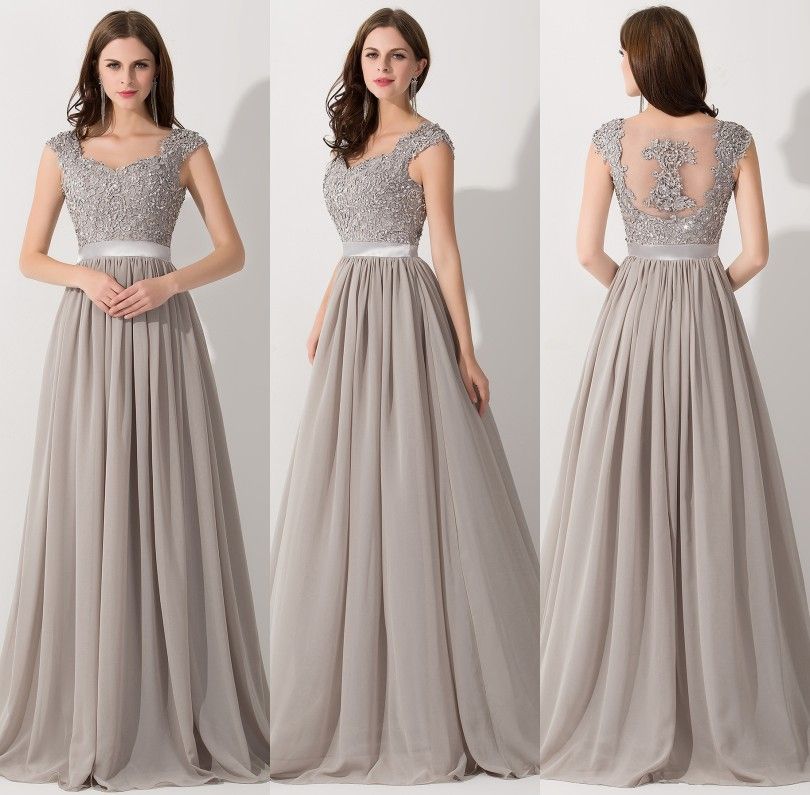 silver chiffon bridesmaid dresses
