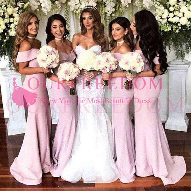 plain pink bridesmaid dresses