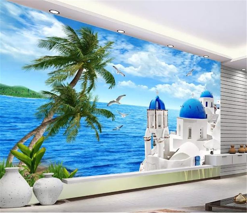 العرف صور خلفيات 3d جميلة مطلة على البحر من بحر ايجه غرفة المعيشة