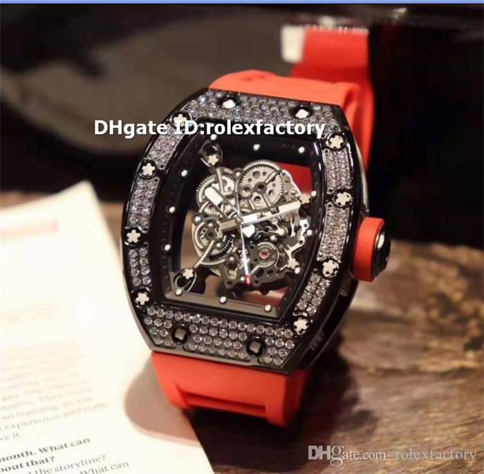 luxury automatic black diamond dial men's watch