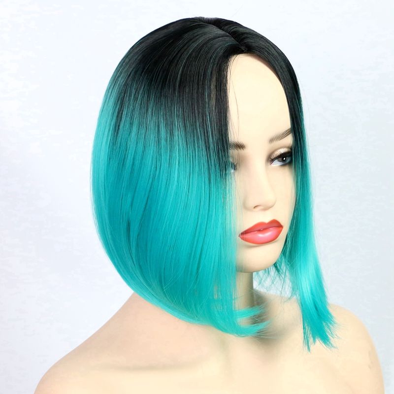 Short Bob Style Synthetic Wig Natural Hairline Heat Resistant