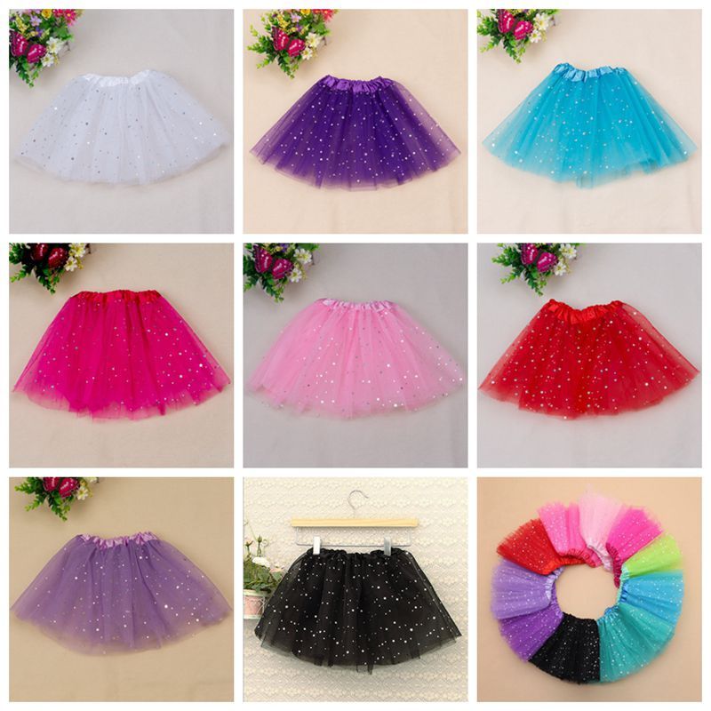 Kids Baby Girls/' Polka Dot Tutu Glitter Ballet Triple Layer Tulle Dance Skirt