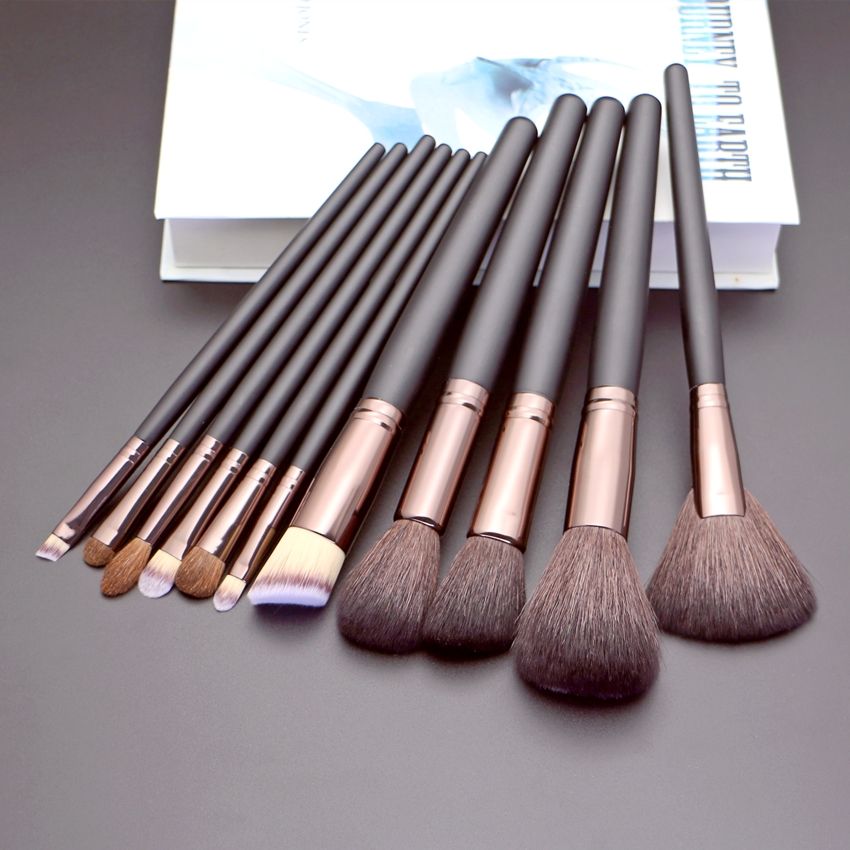 Goat Hair Makeup Brushes Make Up Set Kit Tools High Quality Black