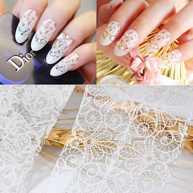48 pcs Nails Sticker Stencil Tips Guide French Manicure Nail Art Fringe 3D  Tips