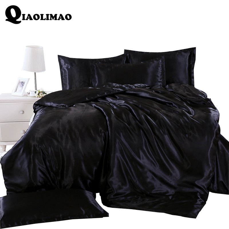 Write Black White Bedding Sets King Double Size Satin Silk