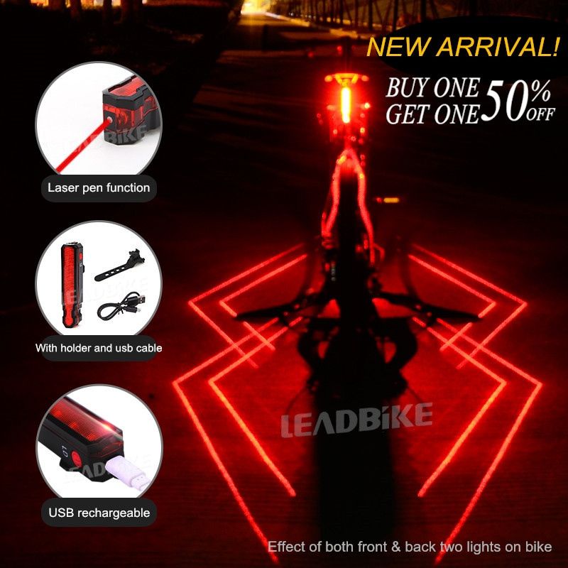 Bike Bicycle Cycling USB Rechargeable Warning Light Front Rear LED Tail Lamp SPD