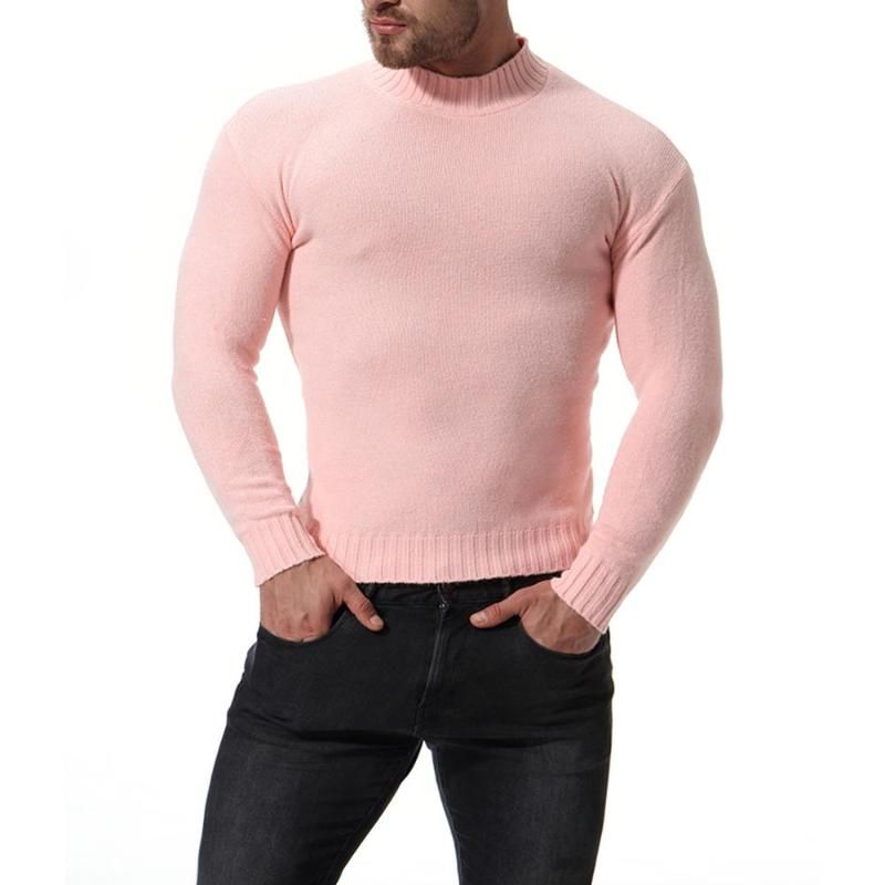 Compra Suéteres De Hombres Hombre Causal O Cuello De Suéter Rosa Otoño  Invierno Jersey Punto Sólido Barato | Entrega Rápida Y Calidad | Es.Dhgate