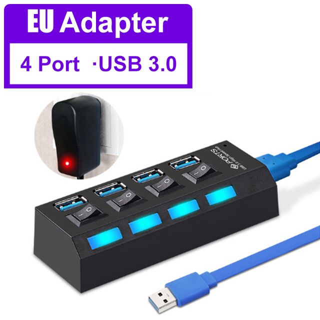 4 منفذ USB3.0 مع محول الاتحاد الأوروبي