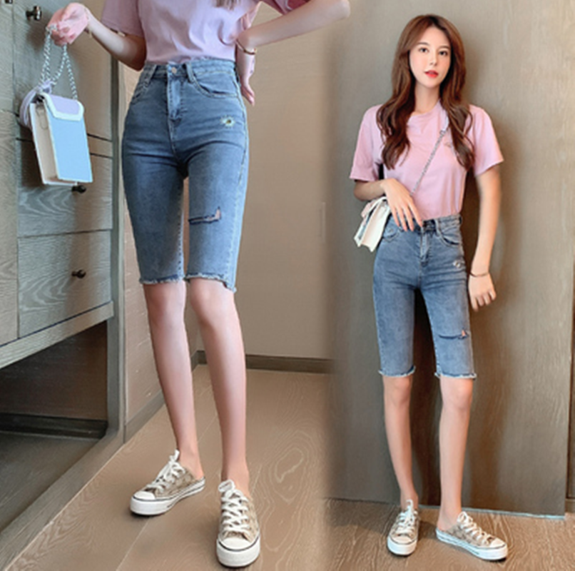 Womens Jeans Plus Size High Waist Straight Pencil Pants For Women Slim Skinny Half Lady Buttons Zipper Hole Tassel Denim From Odelettu, $30.75 | DHgate.Com