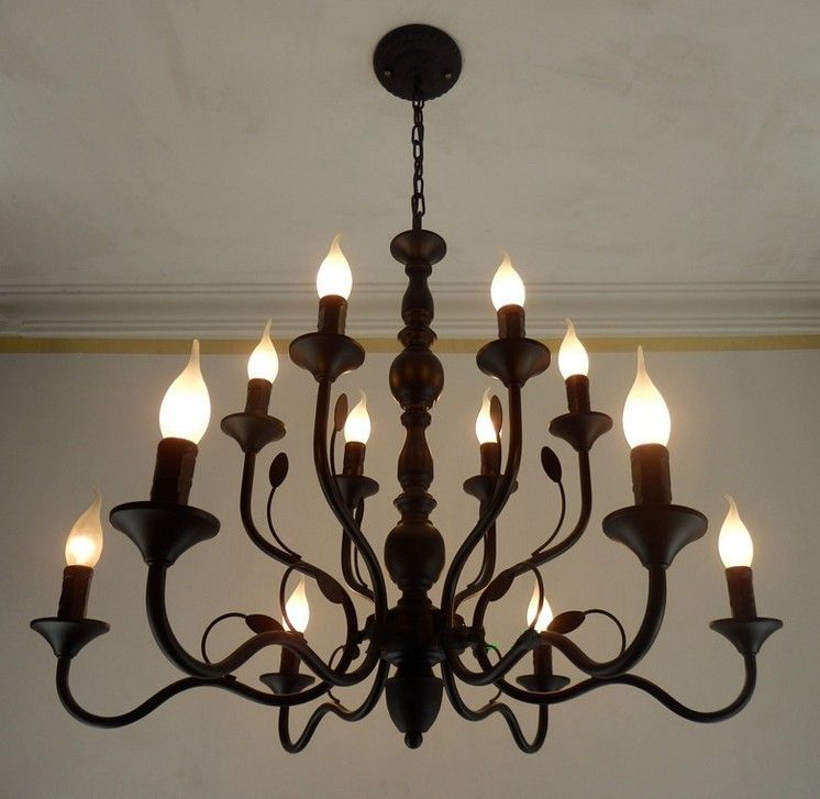 Retro Chandelier Lighting Black Wrought Iron Chandeliers For Dining