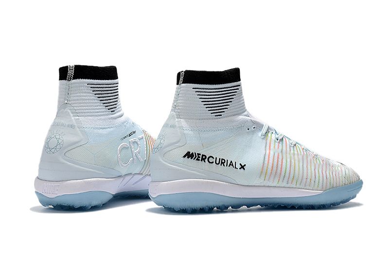 Zapatos de fútbol CR7 blancos originales Mercurial Superfly V IC / TF Zapatos fútbol para interiores