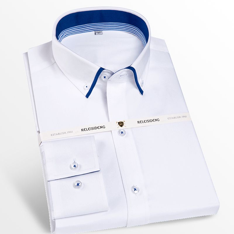2020 Mens Double Collar Inner Contrast Dress Shirts Comfortable