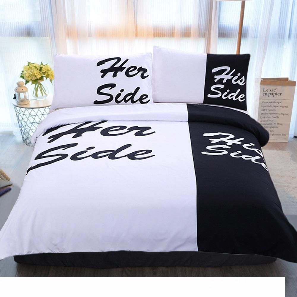 Mr Mrs Home Textile Bedding Set Her Side His Side Duvet Cover