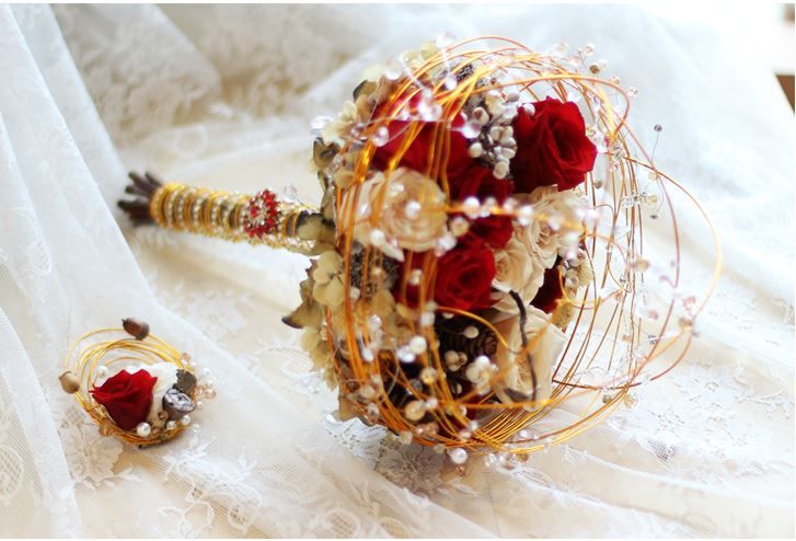 2019 high-end personalizado casamento bouquet de noiva caixa de flor em  forma de coração eterna