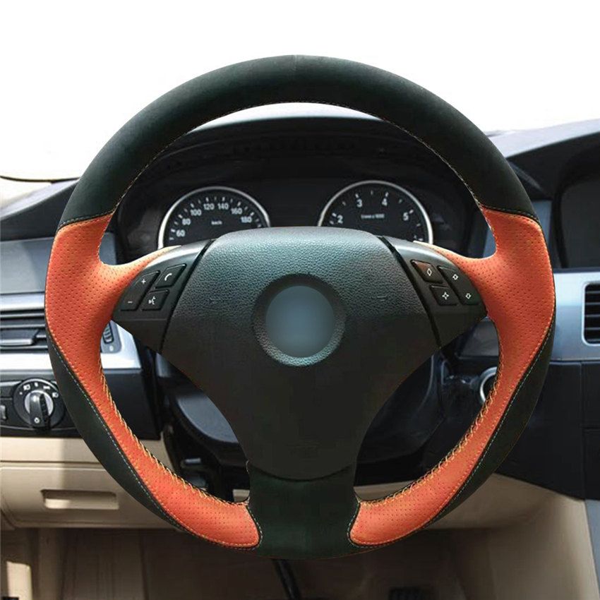 Interior Automotive Orange Leather Black Suede Steering