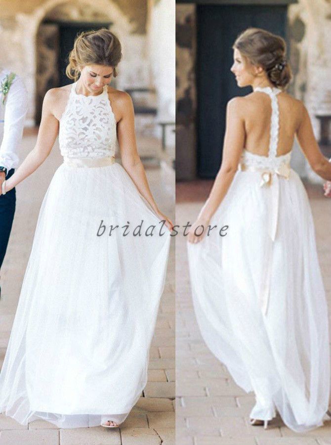 Lace Halter Top Wedding Dresses Short Halter Top Wedding Dresses