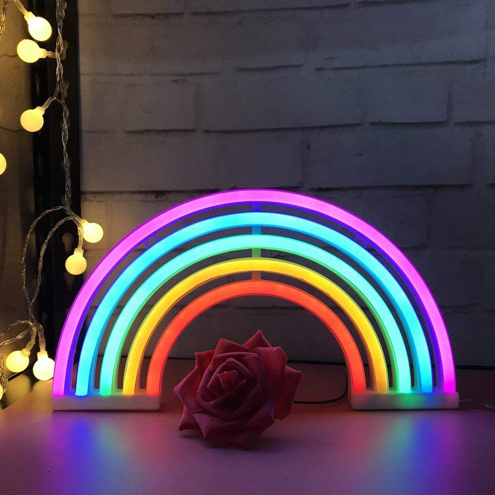 compre senal linda del arco iris de neon arco iris del led lampara para la decoracion del dormitorio decoracion del arco iris lamparas de neon