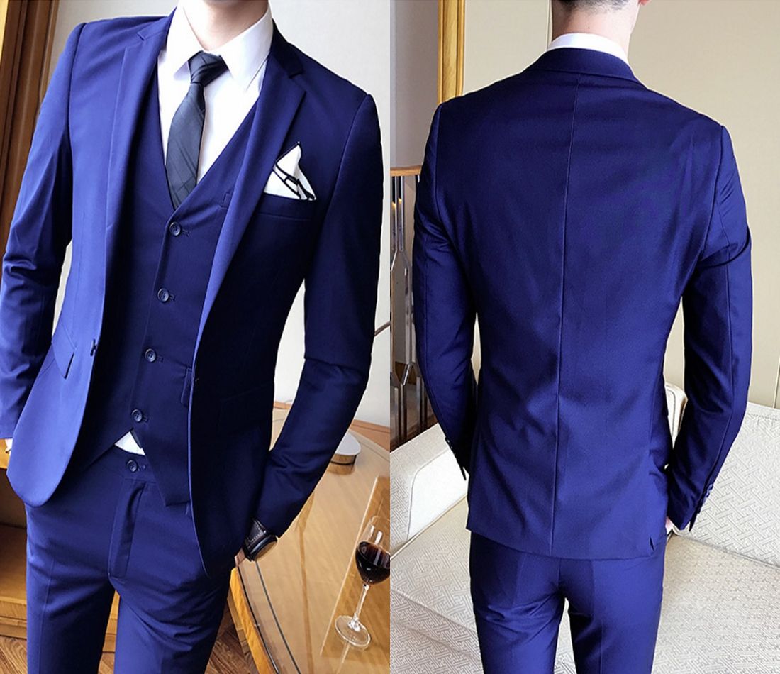 Custom Made Men Wedding Suits Royal Blue Jacket Formal Business Groom Tuxedos