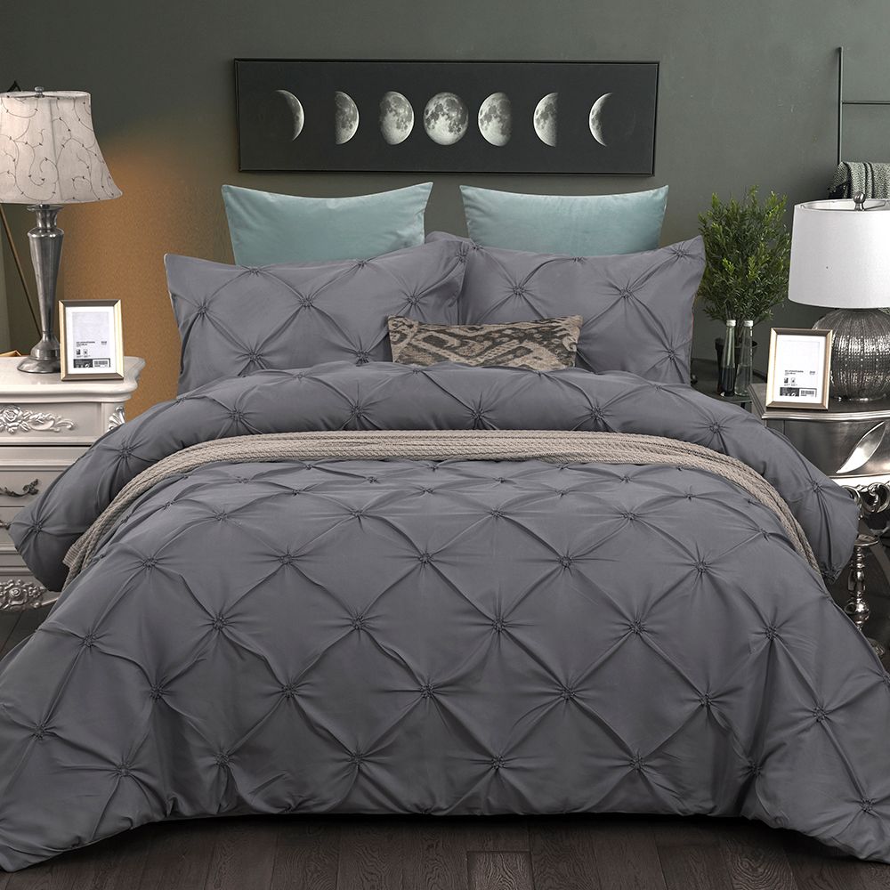 Best Wensd Luxury Grey Duvet Cover Pinch Pleat Brief Bedding Set