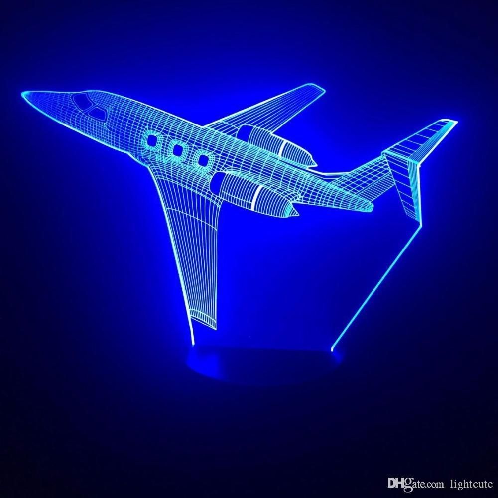 3D Plane Night Light Aircraft Table Lamp Decor Table Desk Optical Illusion Lamps 7 Color Changing Lights LED Table Lamp Xmas Home Love Brithday Children Kids Decor Toy Gift