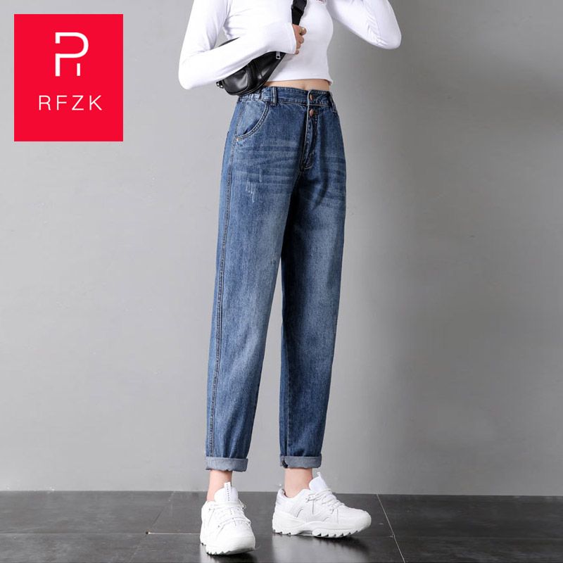 Rfzk Jeans 2020 nuevo de la de talle alto flojos ocasionales de los pantalones