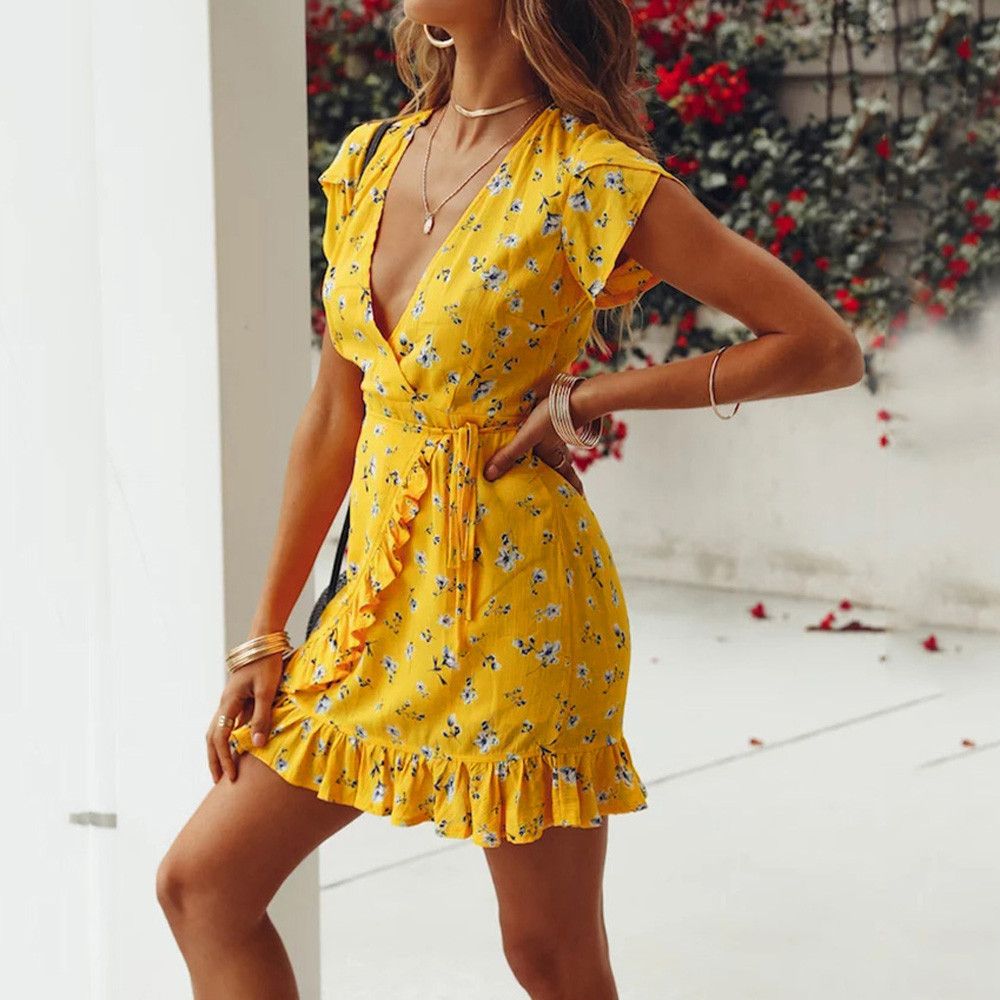 yellow bohemian dress