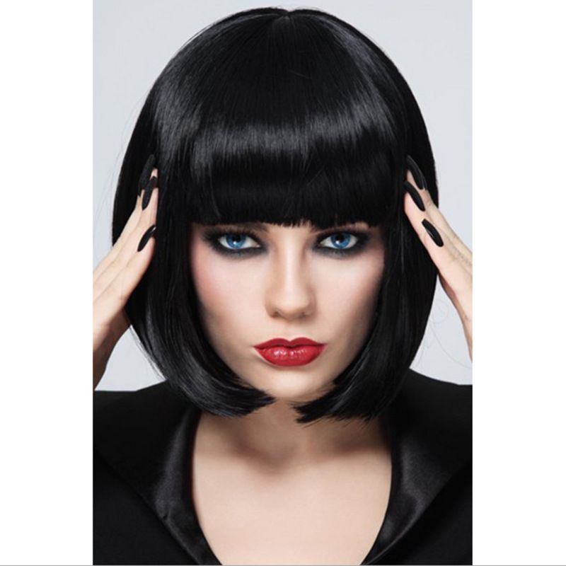 Fashion Black Light Brown Dark Brown Wig Hair Short Straight Heat Resistant Fiber Synthetic Bobo Wigs For Women Real Looking Wigs Lace Synthetic Wigs