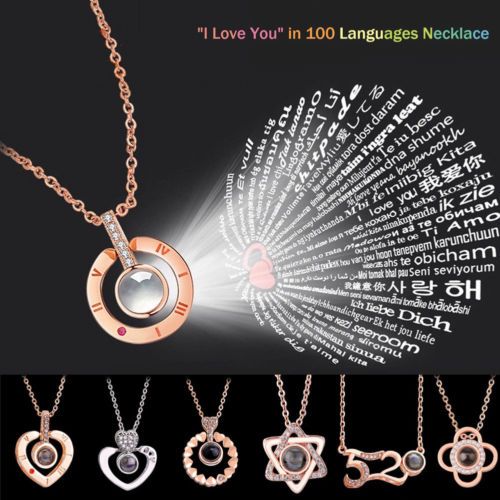 TE AMO Idiomas Oro Colgante De Plata Collar Para Recuerdo Del Amor De 4,5 € | DHgate