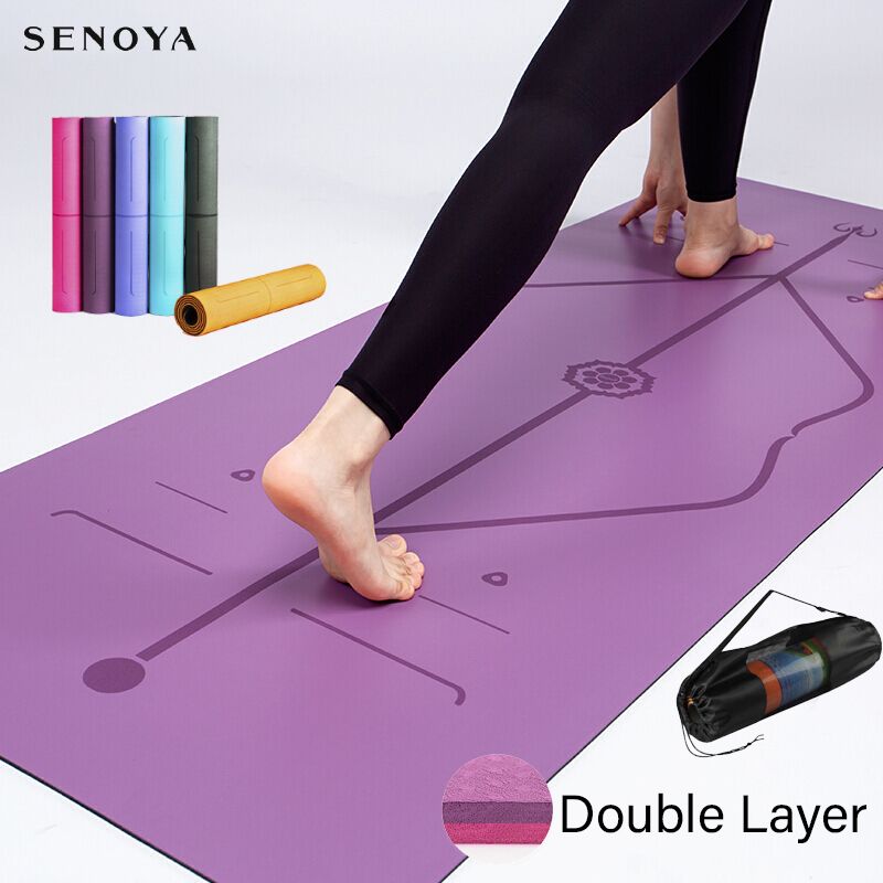 TPE Yoga Double Layer Non Slip Mat Yoga Exercise Pad With Position Line