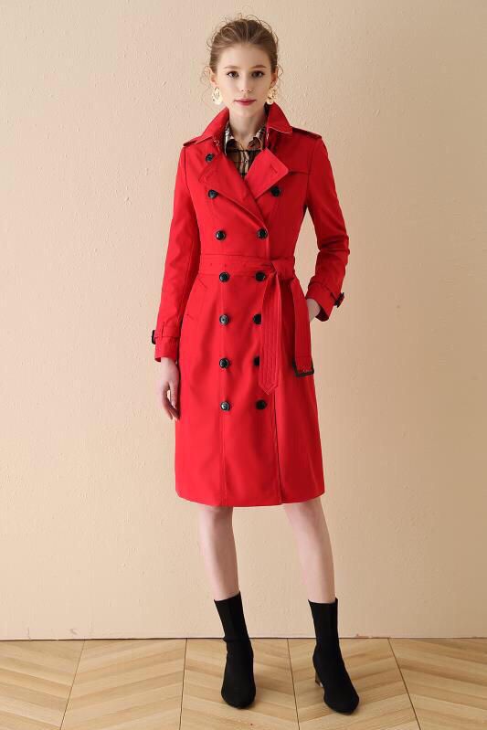 Best Quality Foreign Double Ted Red Trench Coat For Women Sashes Slim Long Female Winter Solid Classic Jacket England London Brit Coats At Womens Dhgate Com Red Trench Coat For Women Sashes Slim, Red Ladies Long Trench Coat