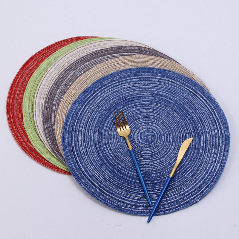 36cm Round Woven Placemats For Dining Table Heat Resistant Wipeable