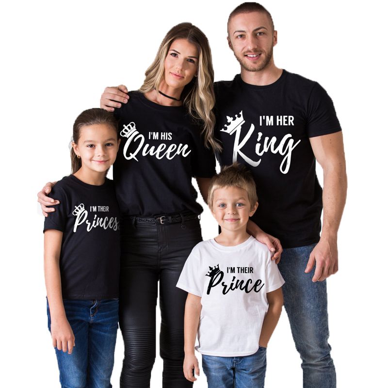 Cita Haz un experimento deshonesto Coincidencia de la familia camiseta Rey Reina Príncipe princesa impresión  de la letra T-shirt 100