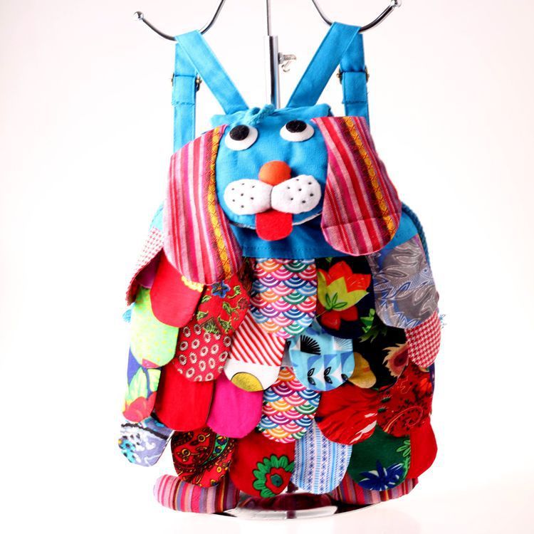 Mochilas étnicas personajes Hecho algodón Mochilas para perros para niños Bolsas de