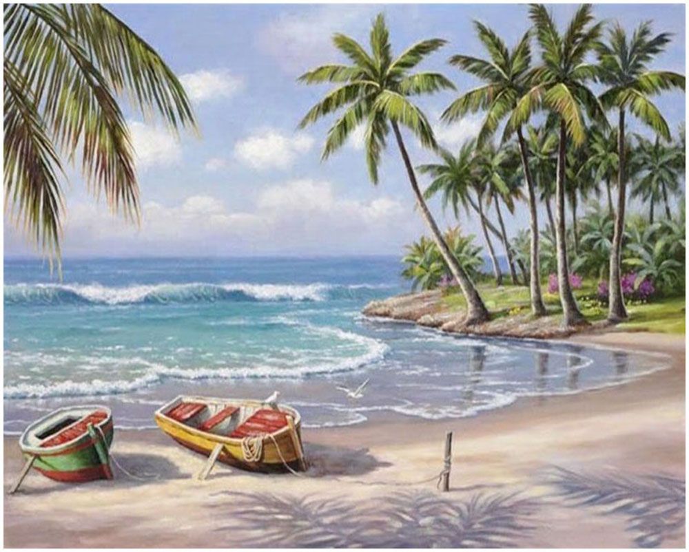 Classical Sea Beach Coconut Tree Paint By Numbers Kits For Adults DIY Painting Classical Sea Beach Coconut Tree Paint By Numbers Kits For Adults DIY Painting