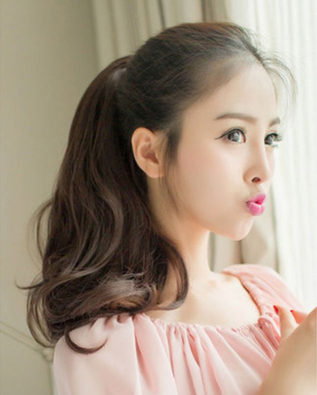 2020 Wig Ponytail Long Wavy Hair Girl Korean Version Fashion