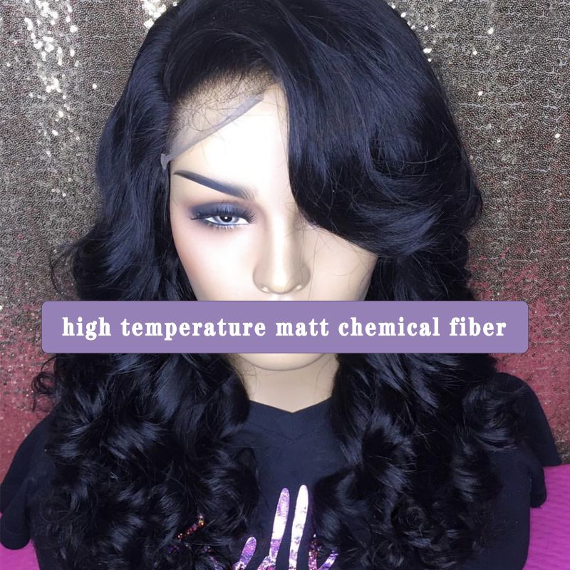 curly hair weave Long Wavy Black Wigs chemical fiber front lace wig female  curly hair big