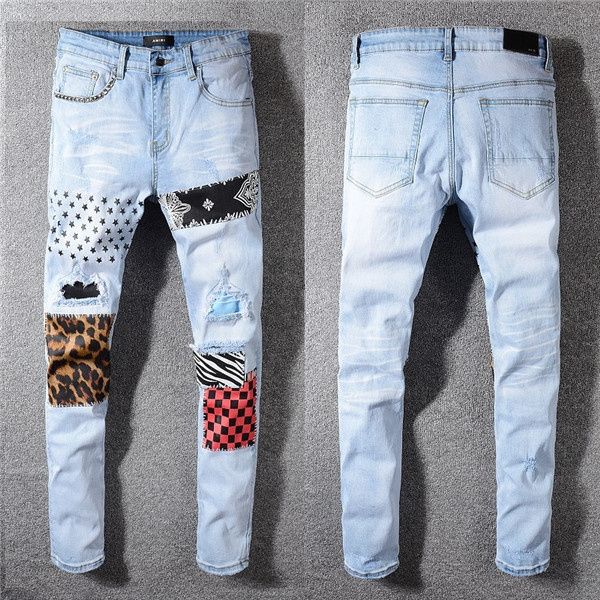 2020 Diseños Marca AIMI Jeans Ropa De Diseño Pantalones Para Hombre Pantera Negro Dril De Algodón Delgado Recto Hip Hop Del Agujero Jeans Para Hombres De 0,05 € | DHgate
