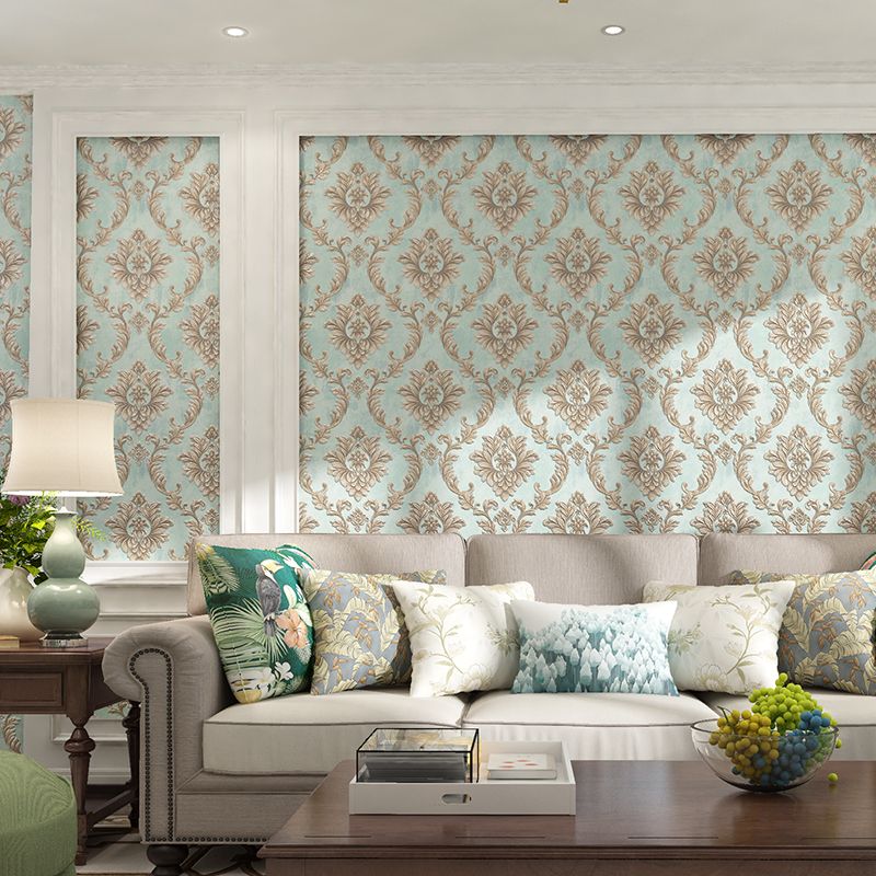 High End European High End Retro Wallpaper Damascus Big Flower Golden