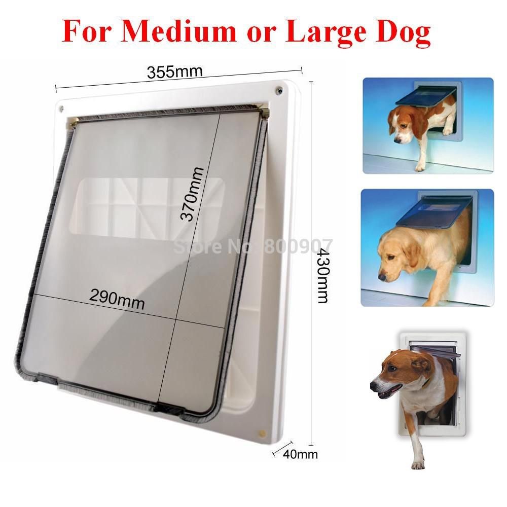 2019 Wholesale Abs Plastic White Safe Pet Door For Large Medium Dog Freely In And Out Home Gate Animal Pet Cat Dog Door Asaf From Milaowen 78 11