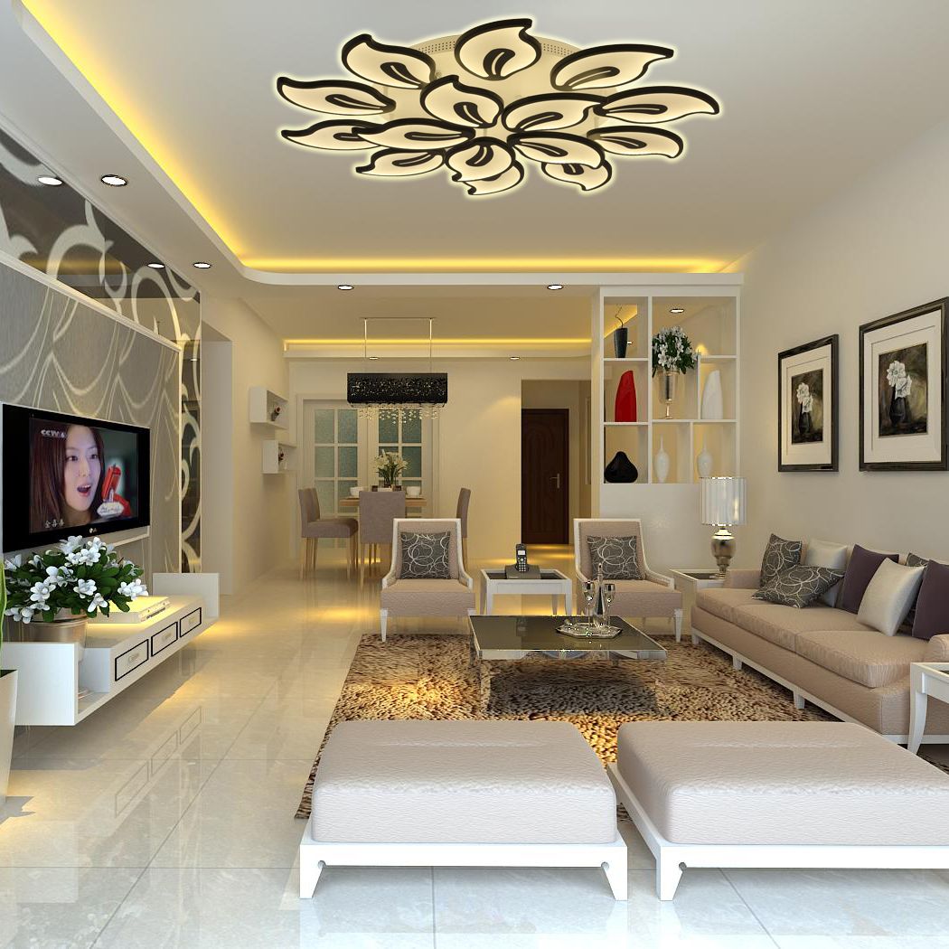 living room with 2 ceiling lights