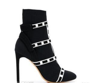 2018 Fashion Trend Socks Shoes Rivet High Heel Shoes 10cm Large