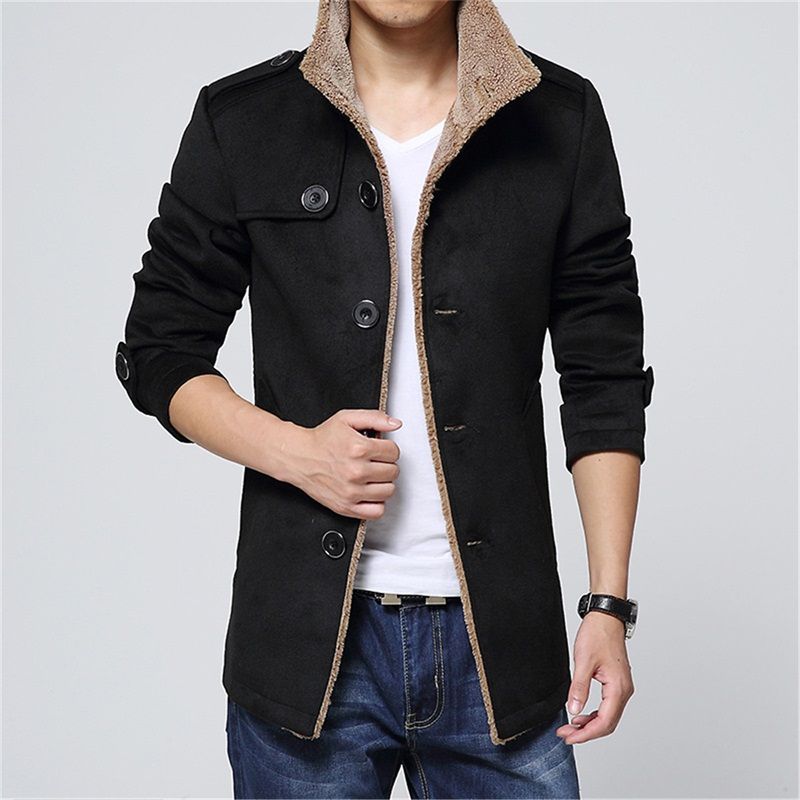 Gabardina gruesa de moda para hombre con doble botonadura de invierno chaqueta rompevientos in HON Gabardina gruesa de moda para hombre con doble botonadura de invierno chaqueta rompevientos in HON