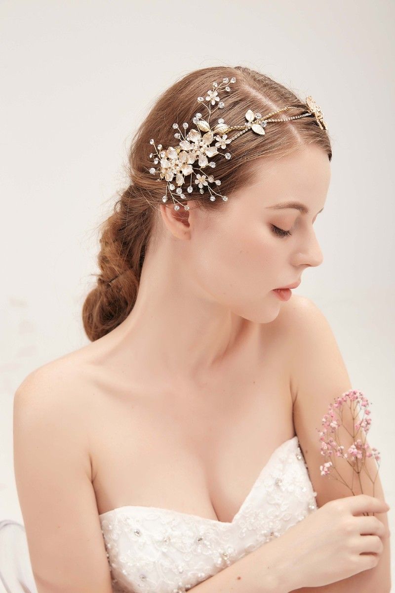 2020 Bridal Hair Vine Asymmetrical Handmade Headband Jewelry