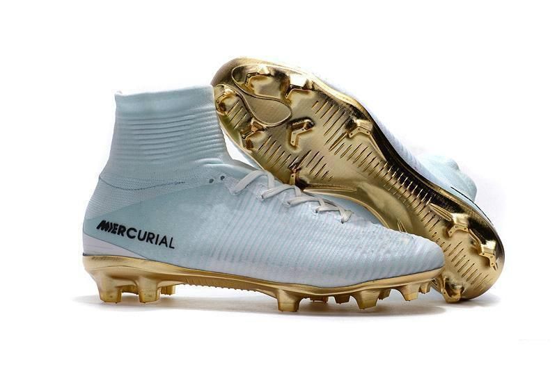 white and gold cr7 soccer cleats