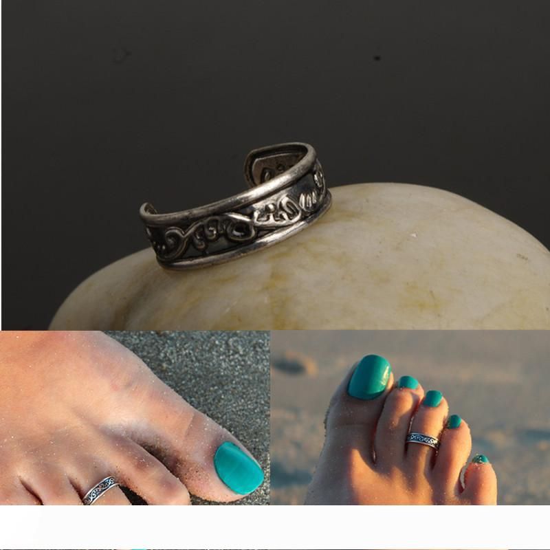 Satin Al Kadinlar Ayak Parmagi Yuzukleri Vintage Basit Cicek Oyma Band Yuzuk Antik Gumus Ayarlanabilir Ayak Taki Yaz Plaj Retro Stil Benzersiz Vucut Jewellry Tl100 59 Dhgate Comda